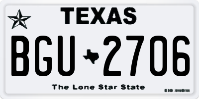 TX license plate BGU2706