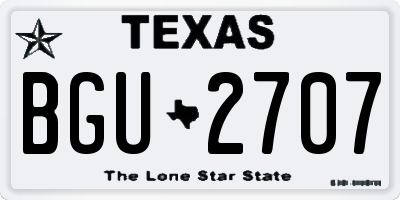 TX license plate BGU2707