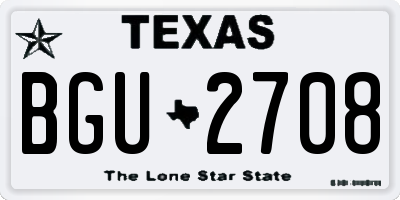 TX license plate BGU2708