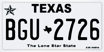 TX license plate BGU2726