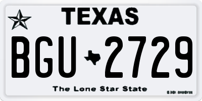 TX license plate BGU2729