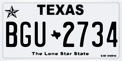 TX license plate BGU2734