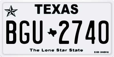 TX license plate BGU2740