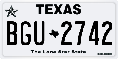 TX license plate BGU2742