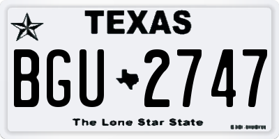 TX license plate BGU2747