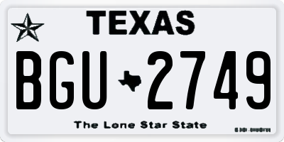 TX license plate BGU2749