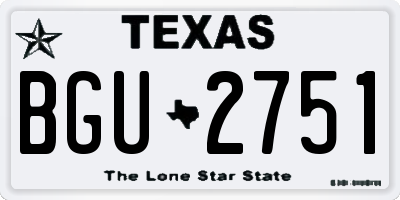 TX license plate BGU2751