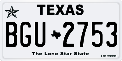 TX license plate BGU2753