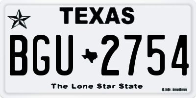 TX license plate BGU2754