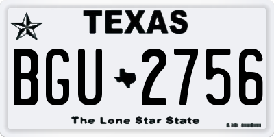 TX license plate BGU2756