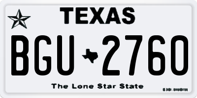 TX license plate BGU2760