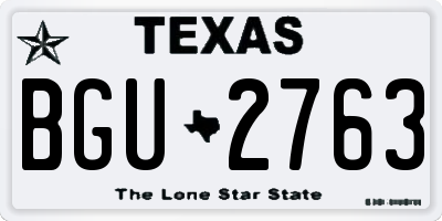 TX license plate BGU2763