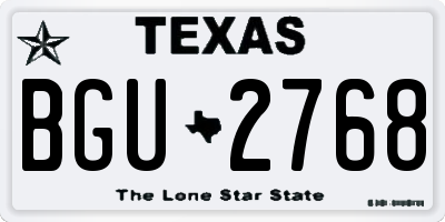 TX license plate BGU2768