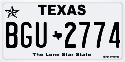 TX license plate BGU2774