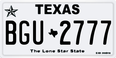 TX license plate BGU2777