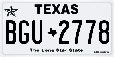 TX license plate BGU2778
