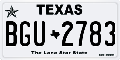 TX license plate BGU2783