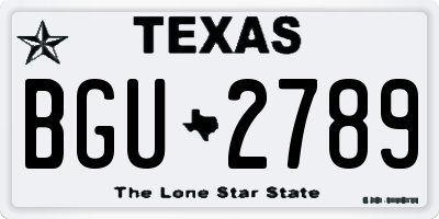 TX license plate BGU2789