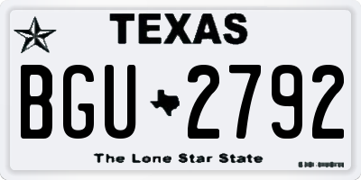 TX license plate BGU2792