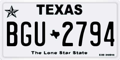 TX license plate BGU2794