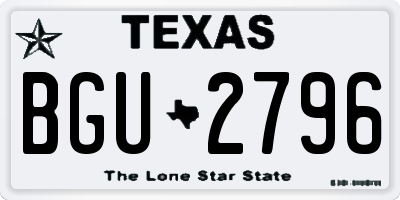 TX license plate BGU2796