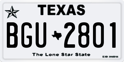 TX license plate BGU2801