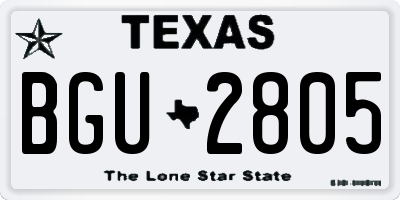 TX license plate BGU2805