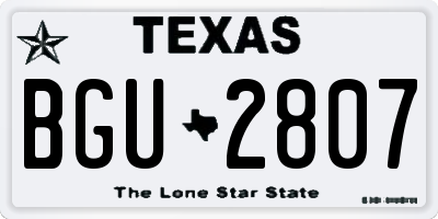 TX license plate BGU2807