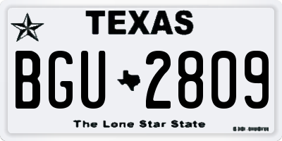 TX license plate BGU2809