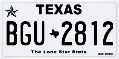 TX license plate BGU2812