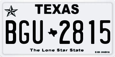 TX license plate BGU2815
