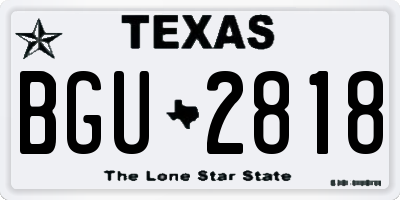 TX license plate BGU2818