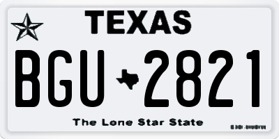 TX license plate BGU2821