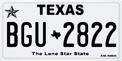 TX license plate BGU2822
