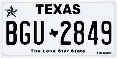 TX license plate BGU2849