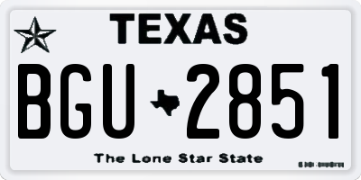 TX license plate BGU2851