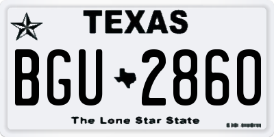 TX license plate BGU2860