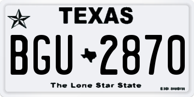 TX license plate BGU2870