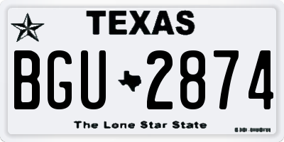 TX license plate BGU2874