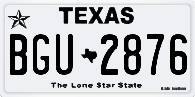 TX license plate BGU2876