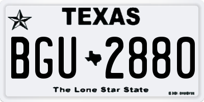 TX license plate BGU2880