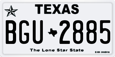 TX license plate BGU2885