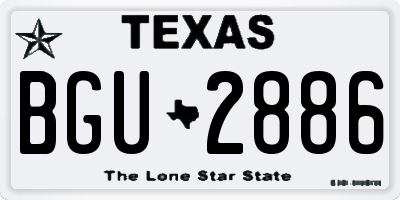 TX license plate BGU2886