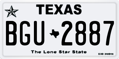 TX license plate BGU2887