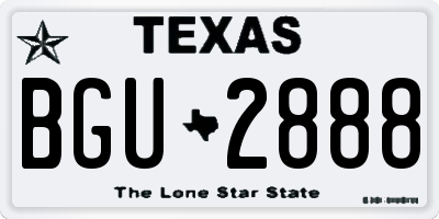 TX license plate BGU2888