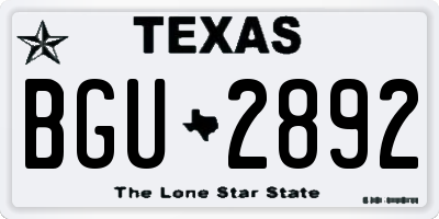 TX license plate BGU2892