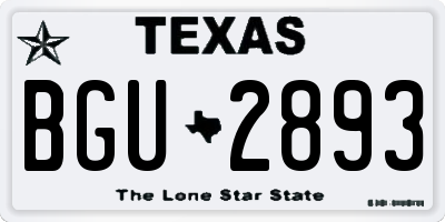 TX license plate BGU2893