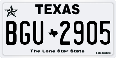 TX license plate BGU2905