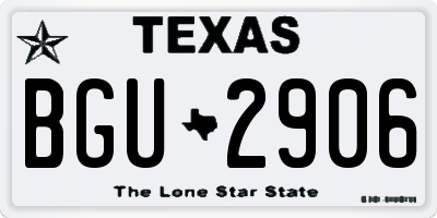 TX license plate BGU2906