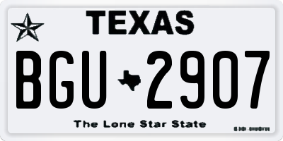 TX license plate BGU2907